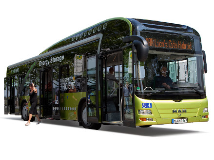 曼恩Lion混动公交车 – 第四代混动公交车投入生产。
